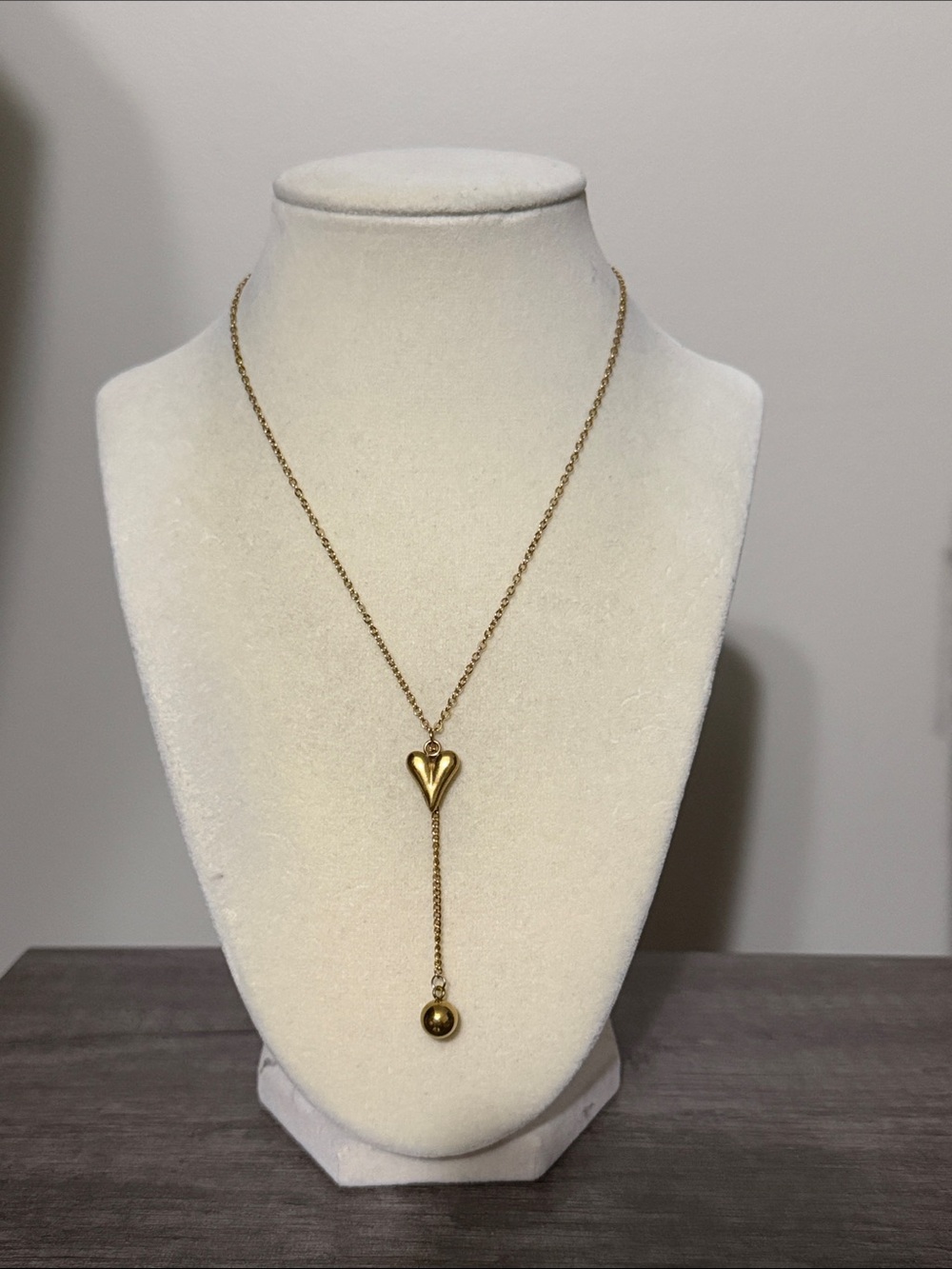 Gold plated stainless steel heart & chain necklace